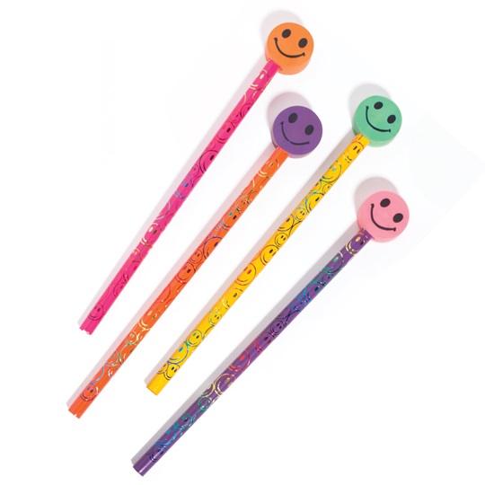 Smiley Pencil/Eraser Combo Tub