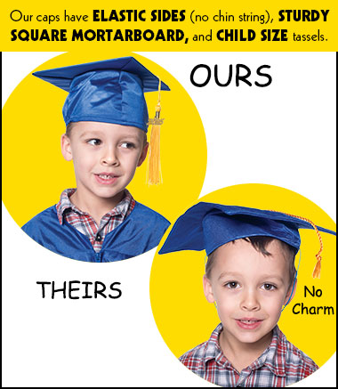thumbnail interactive-video image 1 of Preschool Kindergarten Graduation Gown Set - Premium Matte Blue Gown, Cap, Tassel & 2025 Charm 1 of 2