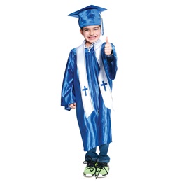 White Graduation Sash With Blue Cross