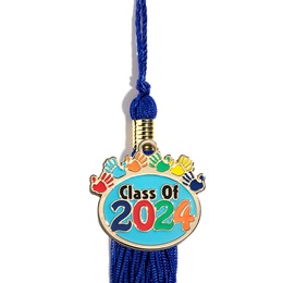 Graduation Tassel With Class of 2024 Handprints Charm