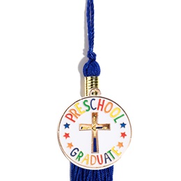 Graduation Tassel With Preschool Graduate Cutout Cross Charm