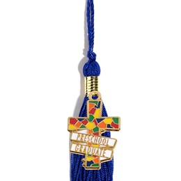 Graduation Tassel With Preschool Graduate Stained Glass Cross Charm