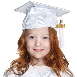 Shiny White Graduation Cap and Tassel Set
