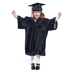 Shiny Black Grad Set with Gown, Cap and Tassel
