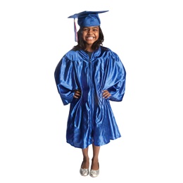 Shiny Blue Grad Set with Gown, Cap and Tassel