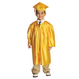 Shiny Gold Grad Set with Gown, Cap and Tassel