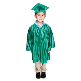 Shiny Kelly Green Grad Set with Gown, Cap and Tassel