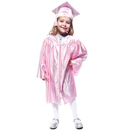 Shiny Pink Grad Set with Gown, Cap and Tassel