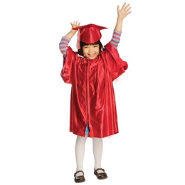 Shiny Red Grad Set with Gown, Cap and Tassel