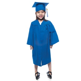 Premium Matte Blue Grad Set With Gown, Cap, and Tassel