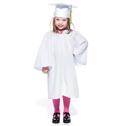 Premium Matte White Grad Set With Gown, Cap, and Tassel