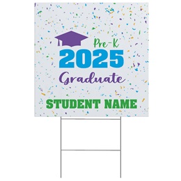 Custom Yard Sign - Pre-K Confetti Grad Cap