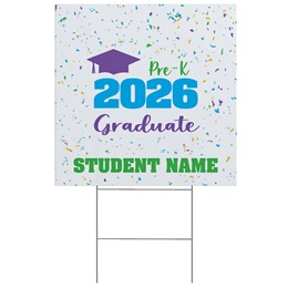 Custom Yard Sign - Pre-K Confetti Grad Cap
