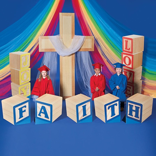 Faith Love Joy Blocks And Cross Prop Set Alphabet U