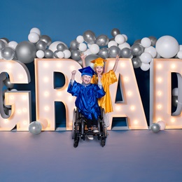 6 ft. x 12 ft.  Silver and White Lighted Grad Photo Prop Kit
