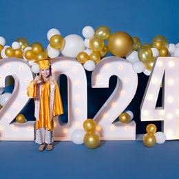Lighted Year Photo Prop Kit - Gold/White
