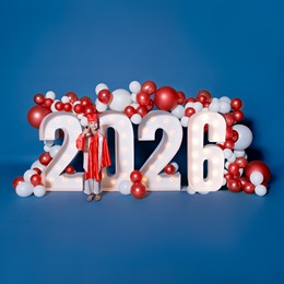 Lighted Year Photo Prop Kit - Red/White