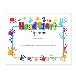 Head Start Diplomas With Handprints Design