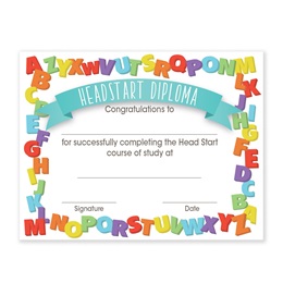 Head Start Diplomas With Alphabet Border