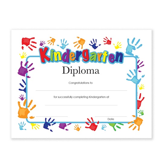 Kindergarten Diplomas With Handprints Design Alphabet U