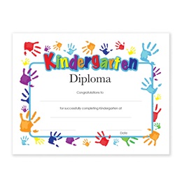 Kindergarten Diplomas With Handprints Design