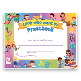 8 1/2 in. x 11 in. Look Who Went to Preschool Certificates (30 per pkg)