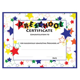 Color Craze Stars Preschool Certificates, 30/pkg