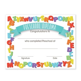 Preschool Diplomas With Alphabet Border