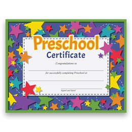 8 1/2 in. x 11 in. Vibrant Stars Preschool Certificates (30 per pkg)