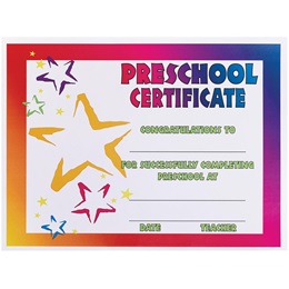 Neon Stars Preschool Certificate