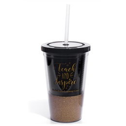 Teach and Inspire Gold Glitter Custom Tumbler