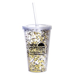 Black and Gold Confetti Tumbler