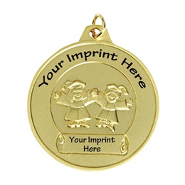 Custom Graduation Medallion With Graduates and Scroll Design