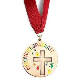 Cross and Handprints Preschool Graduate Medallion