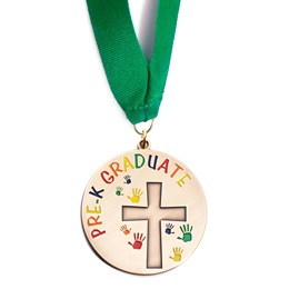 Cross and Handprints Pre-K Graduate Medallion